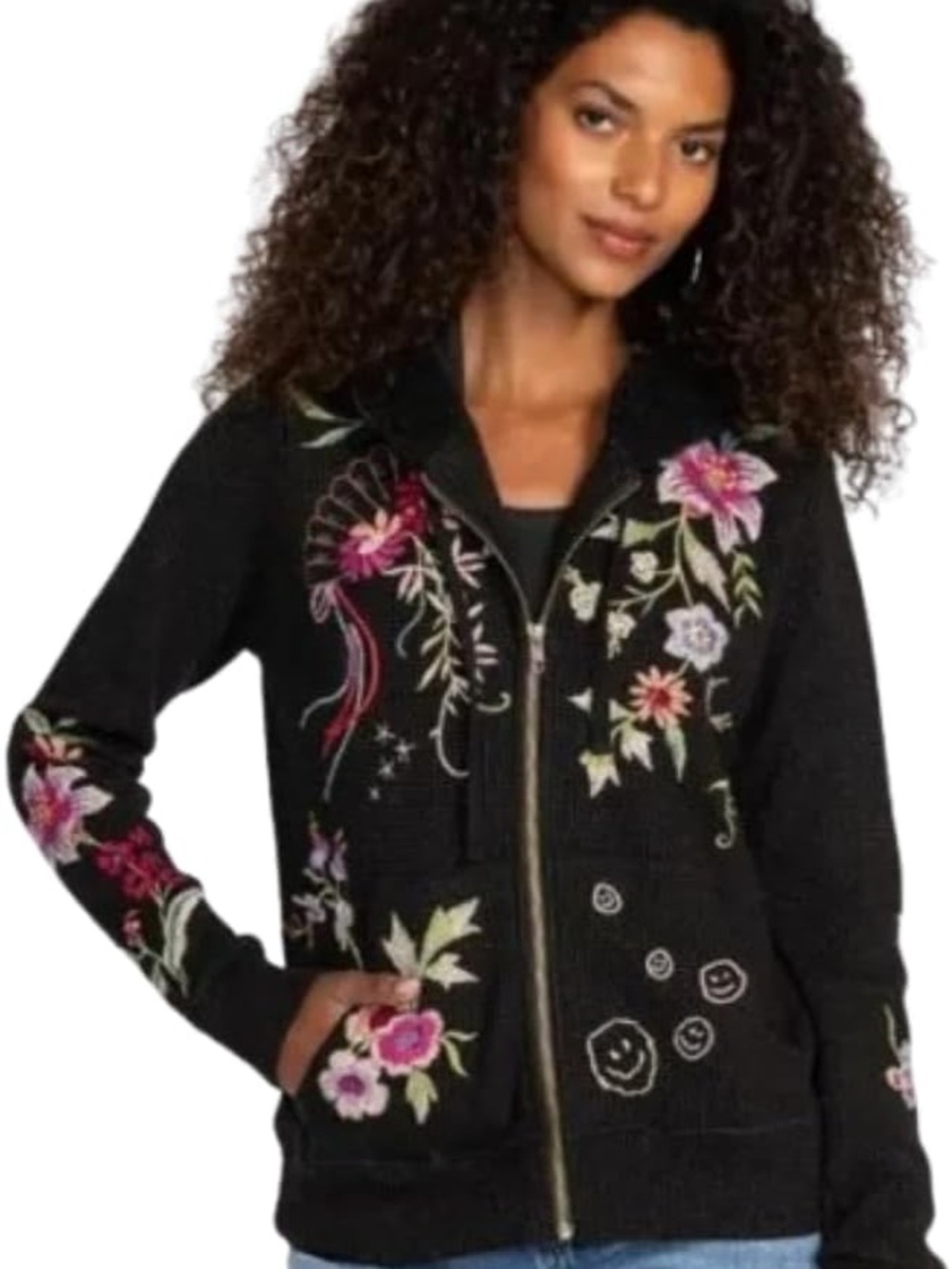 Johnny Was Zip Up Hoodie - Metallic Thermal Collette – Small
